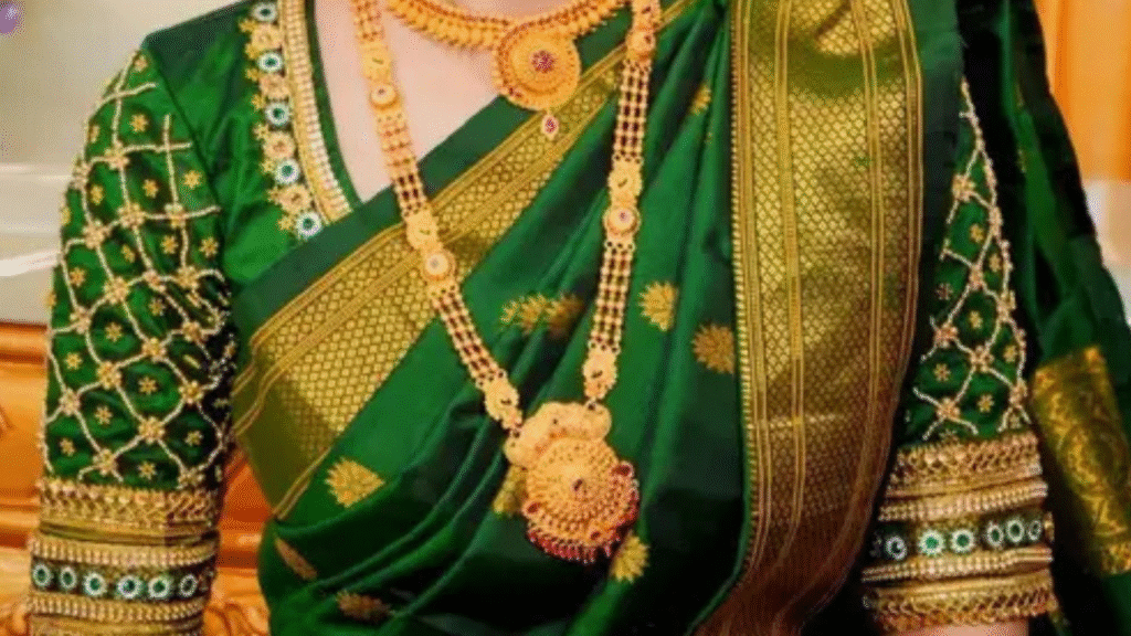 green saree for hartalika teej
