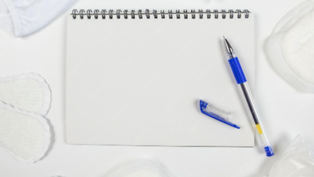 pen and notebook for track period cycle