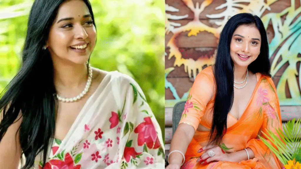 tanya mittal in floral saree look