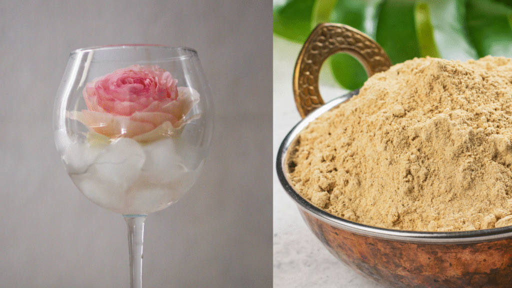 rose water and multani powder facepack for glowing skin