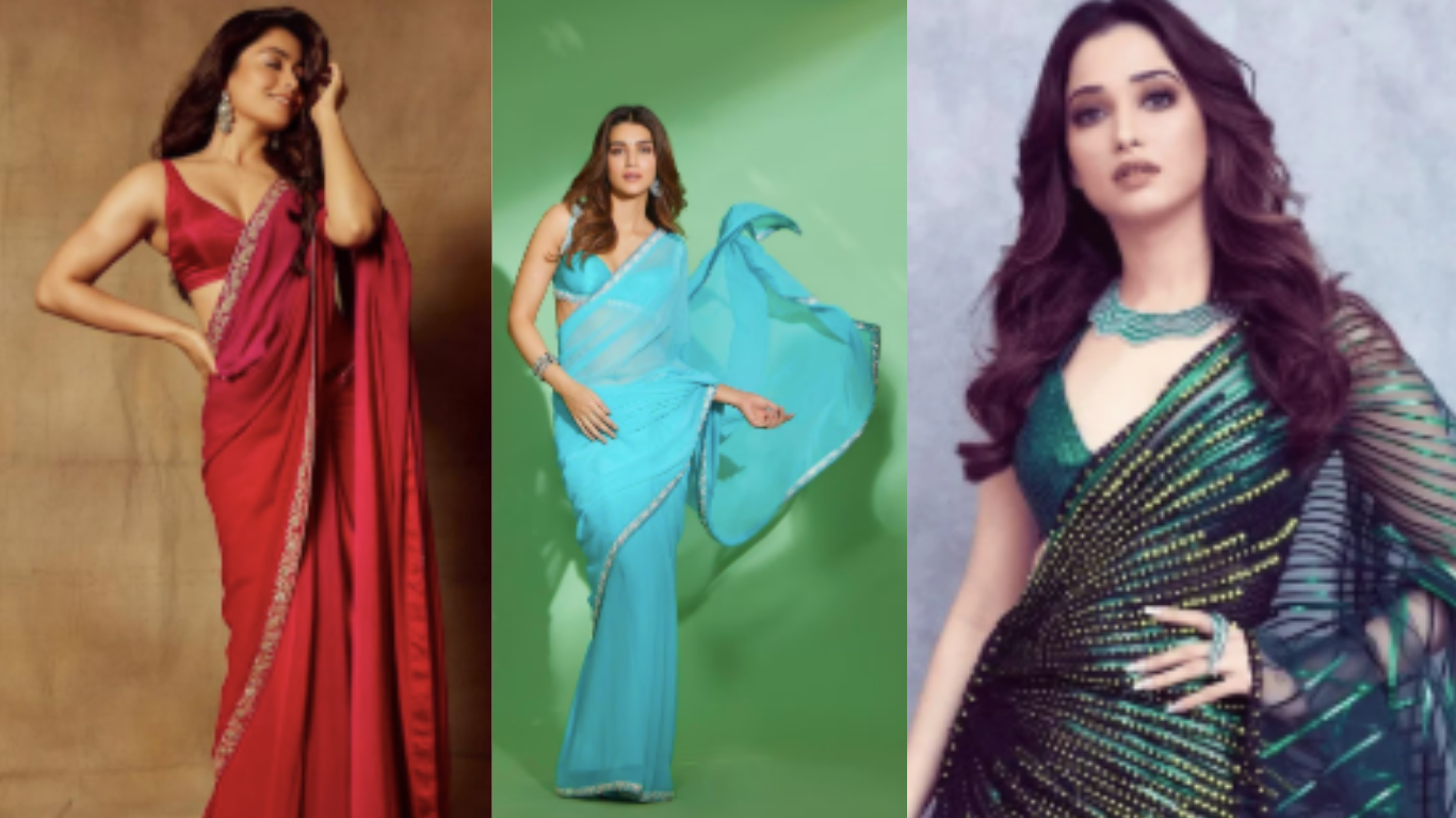 cocktail party pre draped saree looks